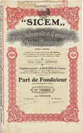 Titre De 1925- Sté Industrielle Et Commerciale Electro-Mécanique "SICEM" - - Industrie