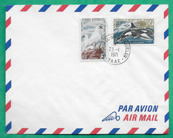 YT N°13A CHIONIS + 30 ORQUE ILES CROZET LETTRE PAR AVION ARCHIPEL DES KERGUELEN 1971 LETTRE COVER FRANCE - Used Stamps