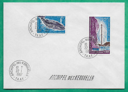 YT N°22 BALEINE + N°13 POSTE AERIENNE PYLONE TERRE ADELIE TAAF ARCHIPEL DES KERGUELEN 1967 LETTRE COVER FRANCE - Oblitérés