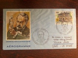 VATICAN AEROGRAMM COVER. TRAVELED LETTER. SPECIAL CANCELATION 1995 YEAR  PASTEUR  HEALTH MEDICINE - FDC