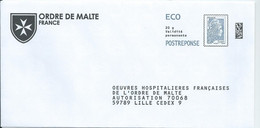 Entiers Postaux :v6539  Enveloppe Réponse Type L'Engagée Yzeult Catelin ECO ORDRE DE MALTE 325985 ** - PAP: Antwort/Marianne L'Engagée