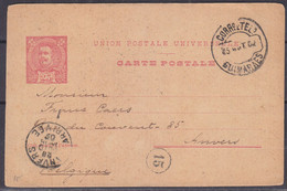Portugal - Carte Postale De 1902 - Entier Postal - Oblit Guimaraes - Exp Vers Anvers - - Lettres & Documents