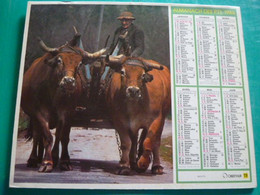 Calendrier 1986 Oberthur Attelage Bœufs Cave Mise En Bouteille     Almanach Facteur PTT POSTE Département Sarthe - Formato Grande : 1981-90