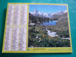 Calendrier 1986 Oller Montagne En Hiver  Le CERVIN  Almanach Facteur PTT POSTE Département Sarthe - Groot Formaat: 1981-90