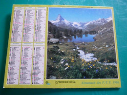 Calendrier 1986 Oller Montagne En Hiver  Le CERVIN  Almanach Facteur PTT POSTE Département Sarthe - Grand Format : 1981-90