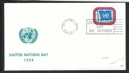 NATIONS-UNIES NEW-YORK 1959:  LSC, Var. Du CAD "bloc Dateur Absent" - Storia Postale