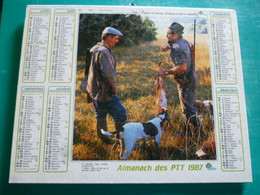 Calendrier 1987 Oller  PECHE Et CHASSE Lièvre  Almanach Facteur PTT POSTE Département Sarthe - Big : 1981-90