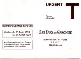 GERS - Dépt N° 32 = GIMONT 1978 = CORRESPONDANCE REPONSE T  ' DUCS De GASCOGNE ' - Karten/Antwortumschläge T