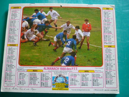 Calendrier 1988 Lavigne  Sport Rugby 5 Nations  Vélo Bi-cross  Almanach Facteur PTT POSTE Département Sarthe - Grand Format : 1981-90