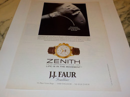 ANCIENNE PUBLICITE LIFE IS THE MOVEMENT MONTRE ZENITH  1999 - Autres & Non Classés