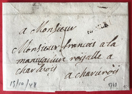 Belgique, Griffe NAMUR Sur Lettre Pour Charleroy 1748 - (A787) - 1714-1794 (Austrian Netherlands)