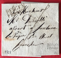 Belgique, Griffe BERGEN FRANCO Sur Lettre 1828 - (A799) - 1794-1814 (Période Française)