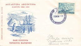 ARGENTINA - SPECIAL COVER 1964 BASE CONJUNTA TENIENTE MATIENZO / ZL74 - Cartas