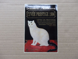 Etiquette Côtes De Provence "Domaine De La Mayonnette Cuvée Prestige 1996" Un Beau Chat Blanc - Katten