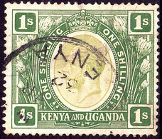 KENYA & UGANDA 1922 KGV 1/- Green SG87 Used - Kenya & Ouganda