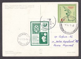 Bulgaria 21/1969, 1 St., Gymnastics , Exposition Philatelique Mondiale SOFIA'69, Post Card - Briefe U. Dokumente