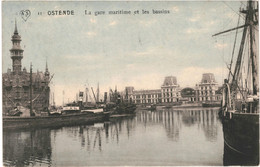 CPA - Carte Postale -Belgique- Ostende La Gare Maritime Et Les Bassins  1919 VM47780 - Oostende