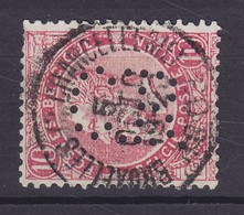 Belgium Perfin Perforé Lochung 'C.B.' 1893 Mi. 53, 10c. Leopold II. Deluxe BRUXELLES Chanellerie Cancel (2 Scans) - 1909-34