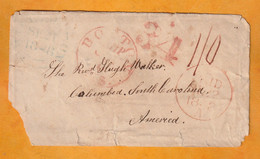 1848 - QV - Reine Victoria - Devant Et Verso Partiels D'enveloppe  De BALLYMAHON, Irlande Vers COLUMBIA, USA - Poststempel