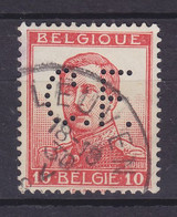 Belgium Perfin Perforé Lochung 'C.F.' 1912 Mi. 100 I, 10c. Albert I. LEOVEN Cancel (2 Scans) - 1909-34