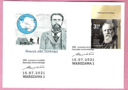 Poland 2021, Cover Warszawa, Stamp + MARGINES, H.Arctowski, Polar Expedition, - Polarforscher & Promis