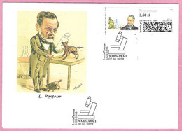 Poland 2022, Cover Warszawa, L.Pasteur, Vaccine, Rabies, Medicine, Science - Other