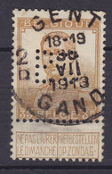 Belgium Perfin Perforé Lochung 'BG' 1912 Mi. 94, 35c. Albert I. Deluxe GENT Gand 1913 Cancel !! (2 Scans) - 1909-34