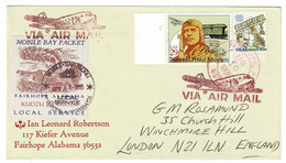 Ref 1543 - 1955 Airmail Cover - Fairhope Alabama USA To UK - Mobile Bay Packet Local Label - Kudzu Local Service - Brieven En Documenten