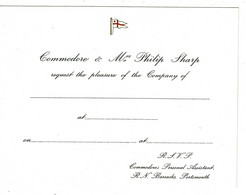 Ref 1543 - Royal Navy Invitation Card - Commodore & Mrs Philip Sharp - Portsmouth - Andere & Zonder Classificatie