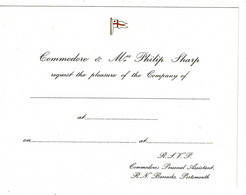 Ref 1543 - Royal Navy Invitation Card - Commodore & Mrs Philip Sharp - Portsmouth - Sonstige & Ohne Zuordnung