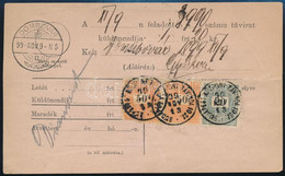 1899. Nov. 9. Ajánlott Portómentes értesítés, A Távirat Küldönc Díjja: 1Ft 20kr (2 X 50kr Kisebb-nagyobb Hibák + 20kr) R - Other & Unclassified