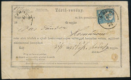 1873 Képbe Fogazott Réznyomat 10kr + A Hátoldalon Eltépett 10kr Maradványa Térti Vevényen / 10kr With Shifted Perforatio - Other & Unclassified