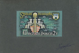 1972 Légrády Sándor Grafikus Bélyegterve Székesfehérvár 2Ft Bélyeghez, Aláírással. Képméret: 117x 68 Mm - Other & Unclassified