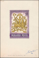 ~1970 Légrády Sándor Grafikus Bélyegterve Magyar őstörténet 1Ft Bélyeghez, Aláírással. Képméret: 70 X 100 Mm - Other & Unclassified