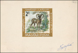 1971 Légrády Sándor Grafikus Bélyegterve Vadászati Világkiállítás 2Ft Bélyeghez, Aláírással. Képméret: 73 X 68 Mm - Other & Unclassified