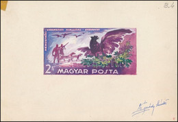 1971 Légrády Sándor Grafikus Bélyegterve Vadászati Világkiállítás 2Ft Bélyeghez, Aláírással. Képméret: 105 X 55 Mm - Other & Unclassified