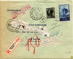 BELGIQUE - N°389+401 OBLITERES TAD D'AGENCE BRUXELLES 33 SUR LETTRE RECOMMANDEE, 1935 - Covers & Documents