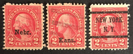 1912 -22 - United States - George Washington - Overprinted - 3 Stamps - Used - A2 - Usados