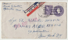 US Postal Stationery Letter Cover Posted Air Mail 1945 Uprated B220410 - 1941-60