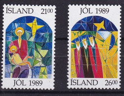 1989 Island, Jól, Mi: 712 + 713 Yvert 665 + 666 Moderne Glasfenster - Ongebruikt