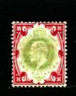 GREAT BRITAIN - 1902  EDWARD VII  1s  GREEN & CARMINE  MINT REGUMMED  SG 257 - Unused Stamps