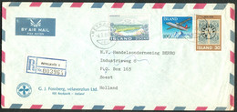 Island 1979 Deko Brief 3x Marken-frankiert + Airmail + Registered O Reykjavik > Soest Holland - Posta Aerea