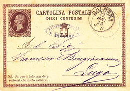 Bologna - Cart. Post.  - Vitt. Emanuele II° - Cent. 10 - Entiers Postaux