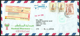 Bahrain 1998 Brief 4x-Marken-frankiert + Registerd + Airmail O Manama > Bad Tölz Germany - Bahrein (1965-...)