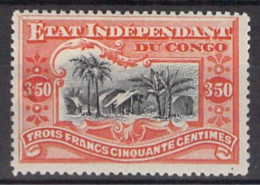 [-5%] COB 27 *  - Etat Indépendant Du Congo - 1894 - Cote 260 COB 2022 - 3F50 Vermillon - Unused Stamps