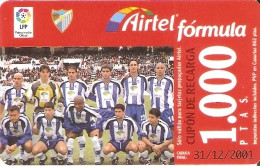 ACR-063 TARJETA DE AIRTEL DEL EQUIPO DE FUTBOL MALAGA 1000 PTAS (FOOTBALL) - Airtel