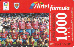 ACR-069 TARJETA DE AIRTEL DEL EQUIPO DE FUTBOL NUMANCIA 1000 PTAS (FOOTBALL) - Airtel