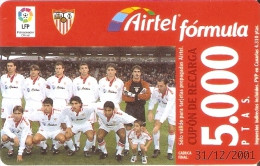 ACR-081 TARJETA DE AIRTEL DEL EQUIPO DE FUTBOL SEVILLA 5000 PTAS (FOOTBALL) - Airtel