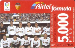 ACR-076 TARJETA DE AIRTEL DEL EQUIPO DE FUTBOL VALENCIA 5000 PTAS (FOOTBALL) - Airtel