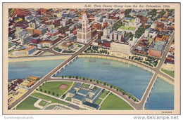 Ohio Columbus Aerial View Of Civic Center Group 1940 Curteich - Columbus